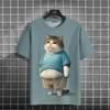 Модные мужские футболки с рисунком животных, 3D-принт с кошками, футболка большого размера с коротким рукавом для мужчин, повседневная футболка с круглым вырезом для мужчин и женщин