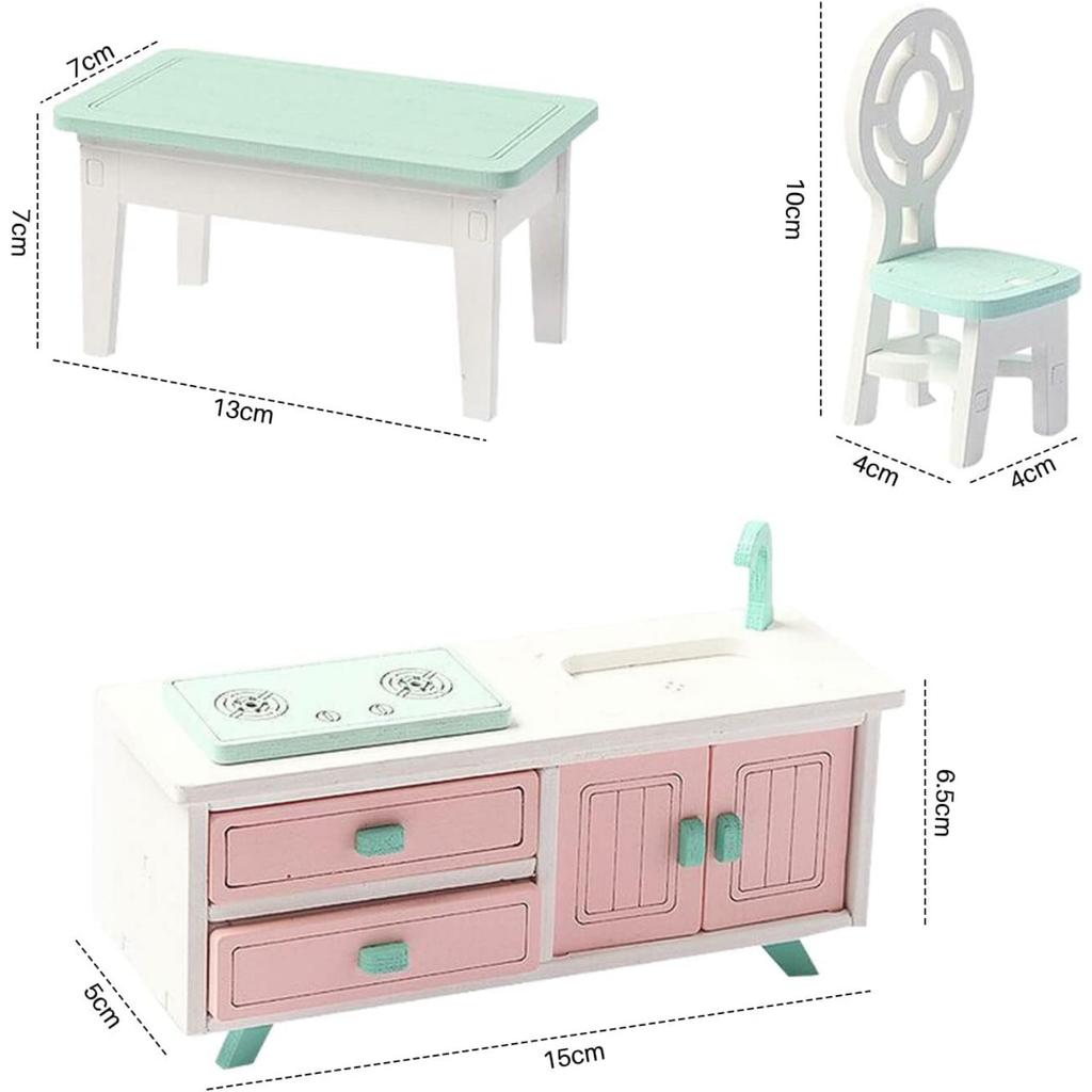 Набор мебели для столовой для кукольного домика в масштабе 1/12, стол + стул, мини-кухонная мебель для ресторана, орнамент для реквизита, игрушечный деревянный набор для кукольного домика