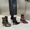 Pointed Boots Short Boots Women's 2025 Autumn and Winter New European and American Short Women's Boots Thin Heel High Heel Boots Design Sense Thin Bo