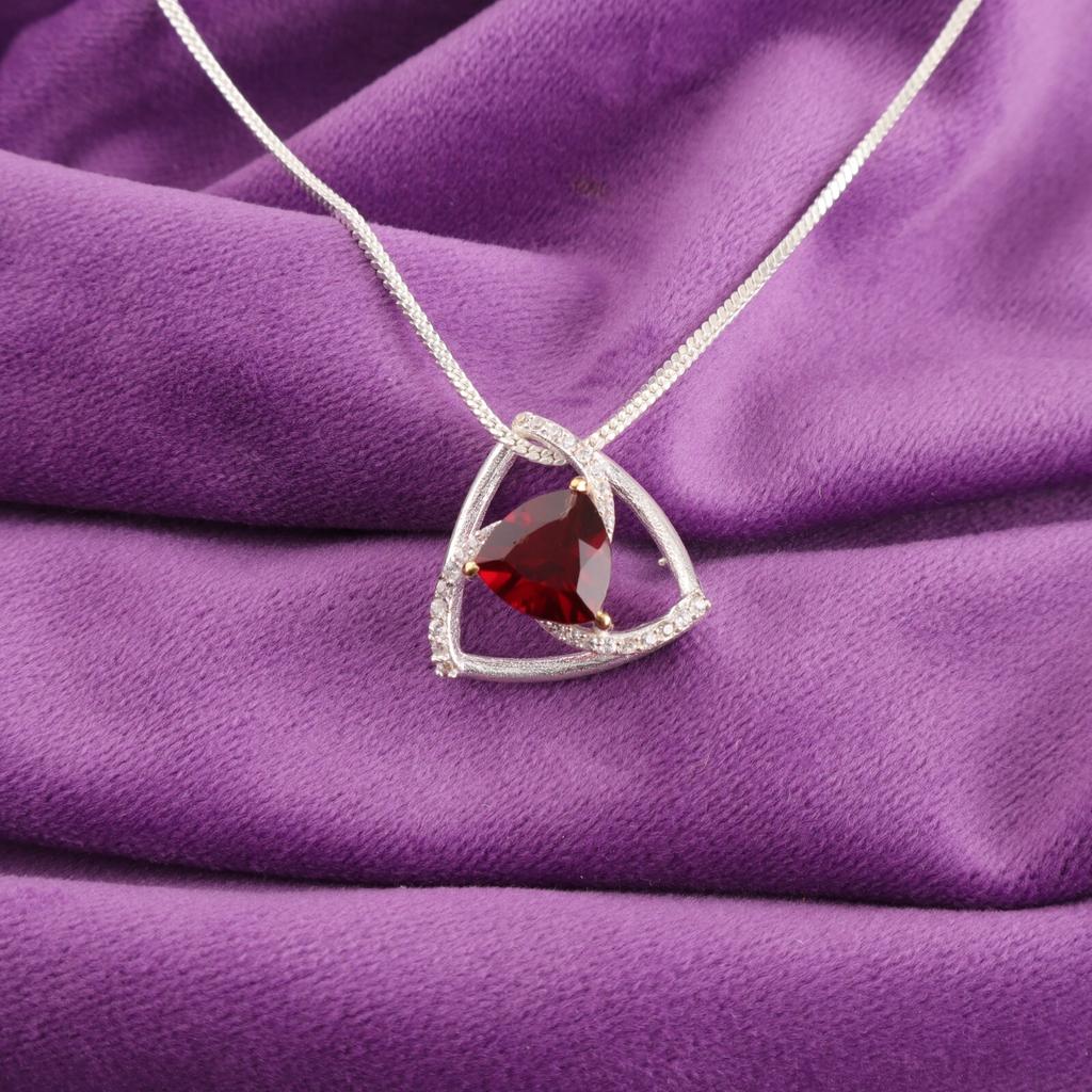 Красный гранат драгоценный камень циркон кулон 925 проба серебро ручная работа ювелирное изделие подарок для мамы CZP-10- 13