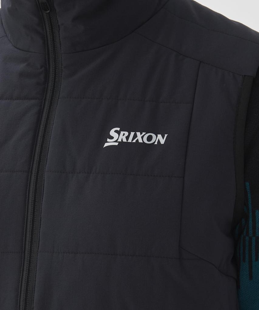 Srixon RG4FVE02M Outer Size LL Men's Vest, Padded, Full-Zip, Heat-Storing, Heat-Navi, Water-Repellent, Stretch, Golf, Black,