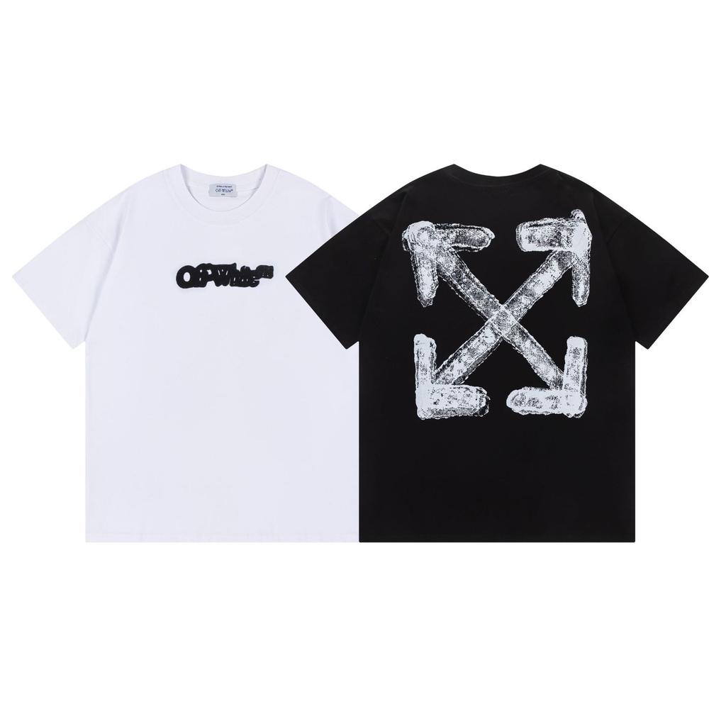 Off-White 2025 Spring/Summer New Blur LOGO Arrow Round Collar Short Sleeved Men's and Women's T-shirts