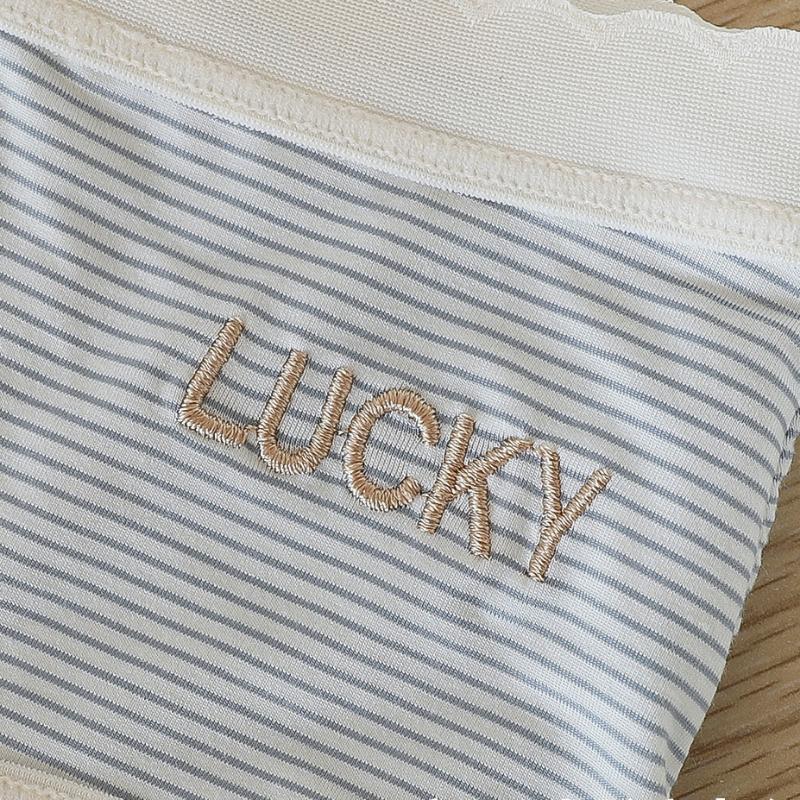 Underwear Women's Pure Cotton Antibacterial Breathable Mid Waist Stripe Comfortable Hip Lift Sexy Large Cute Women's Triangle Shorts