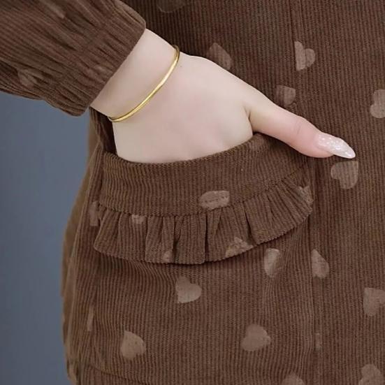 Женская вельветовая куртка-рубашка оверсайз на пуговицах с лацканами, повседневная блузка с длинным рукавом, топы, осенняя верхняя одежда