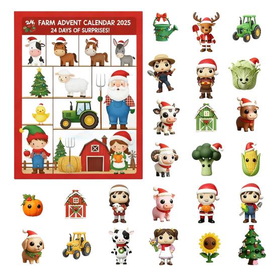 Рождественский Адвент-календарь Дизайн на фермерскую тематику 24-дневный обратный отсчет Украшение Детский сюрприз
