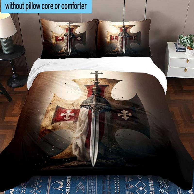 3PCS Knightly Crusader Armor 3pcs Bedding,Including 3PCS Duvet Cover And 2pcs Pillowcases Perfect for Christmas,Ideal for Bedroom, Dormitory