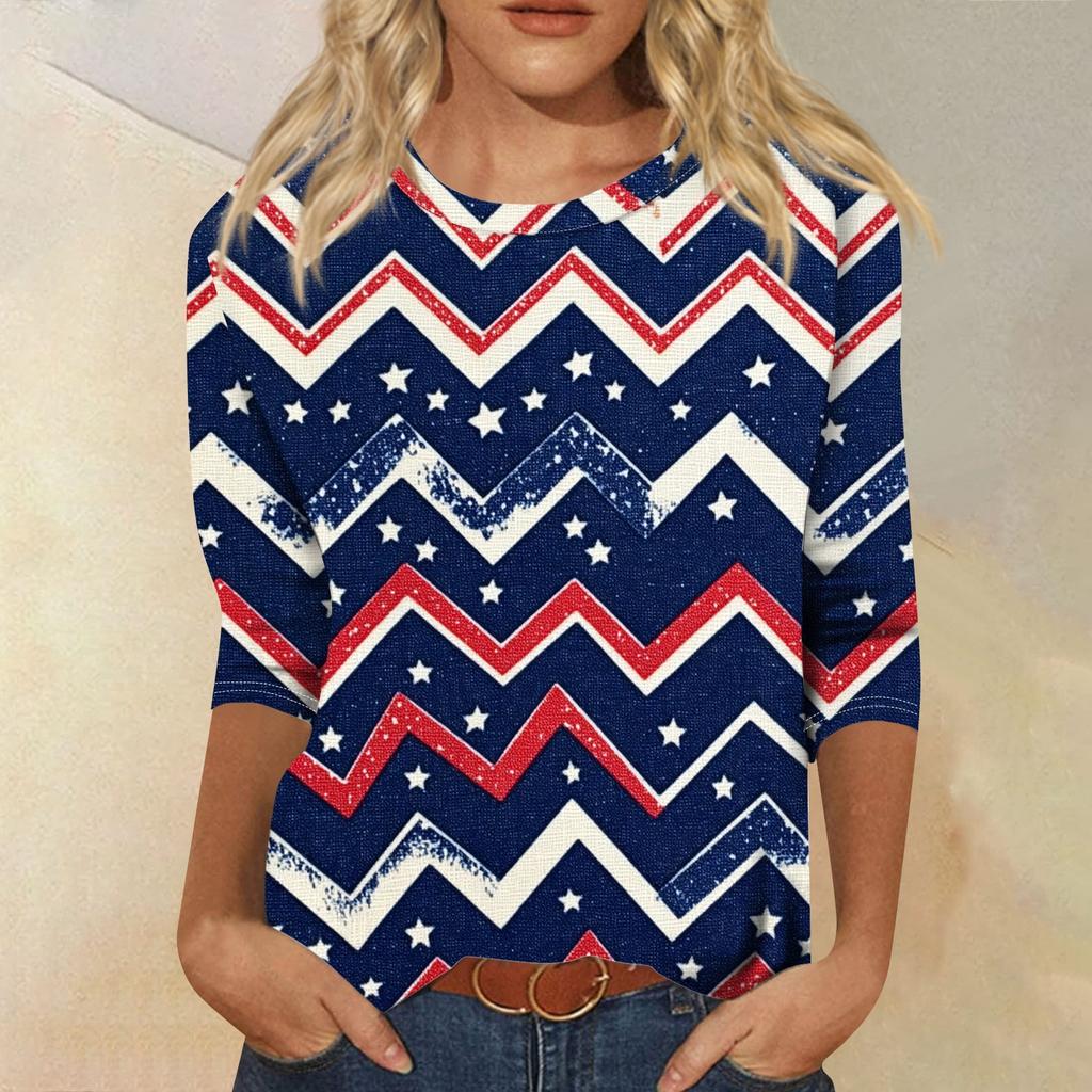 Женская футболка Повседневная футболка с принтом «День независимости», джемпер с круглым вырезом