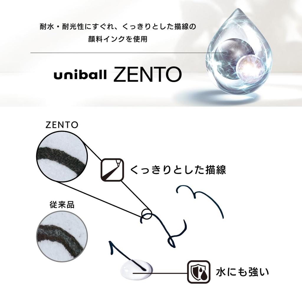 Набор шариковых ручек Mitsubishi Pencil Uni-Ball ZENTO на водной основе [Все 2 размера] Черный/Красный/Синий, 3 шт.
