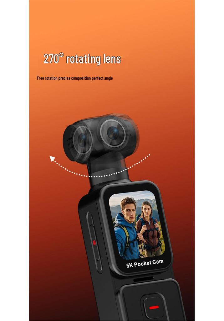 New K28 Pocket 5K Outdoor Cycling Camera with Anti-Shake, Touchscreen, Rotating Lens, and Face Recognition