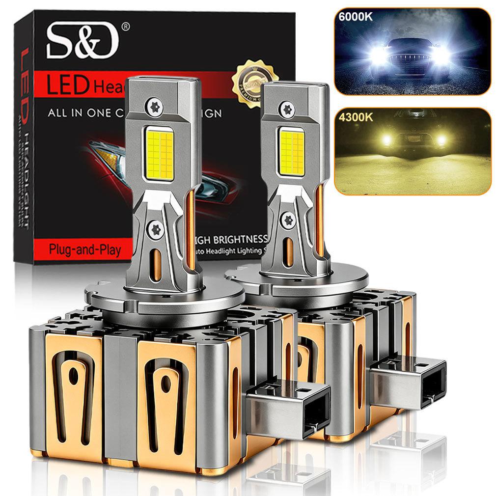 2 шт. Светодиодные лампы для фар D1S D3S двойного цвета Canbus D8S D1R D3R D8R Turbo LED 60000 лм Двусторонние 56-ядерные чипы CSP 6000K 4300K Переключаемая вилка Plug&Play