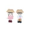 2PCS Exquisite Figurine Fairy Garden Decor Micro Landscape  Decoration Couple with Hat Resin Miniature
