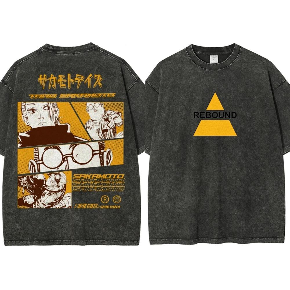 Аниме Вываренная винтажная Sakamoto Days Женская Мужская Мода Хип-хоп Футболки Оверсайз Летний Хлопок Комфорт Женская Футболка Топ