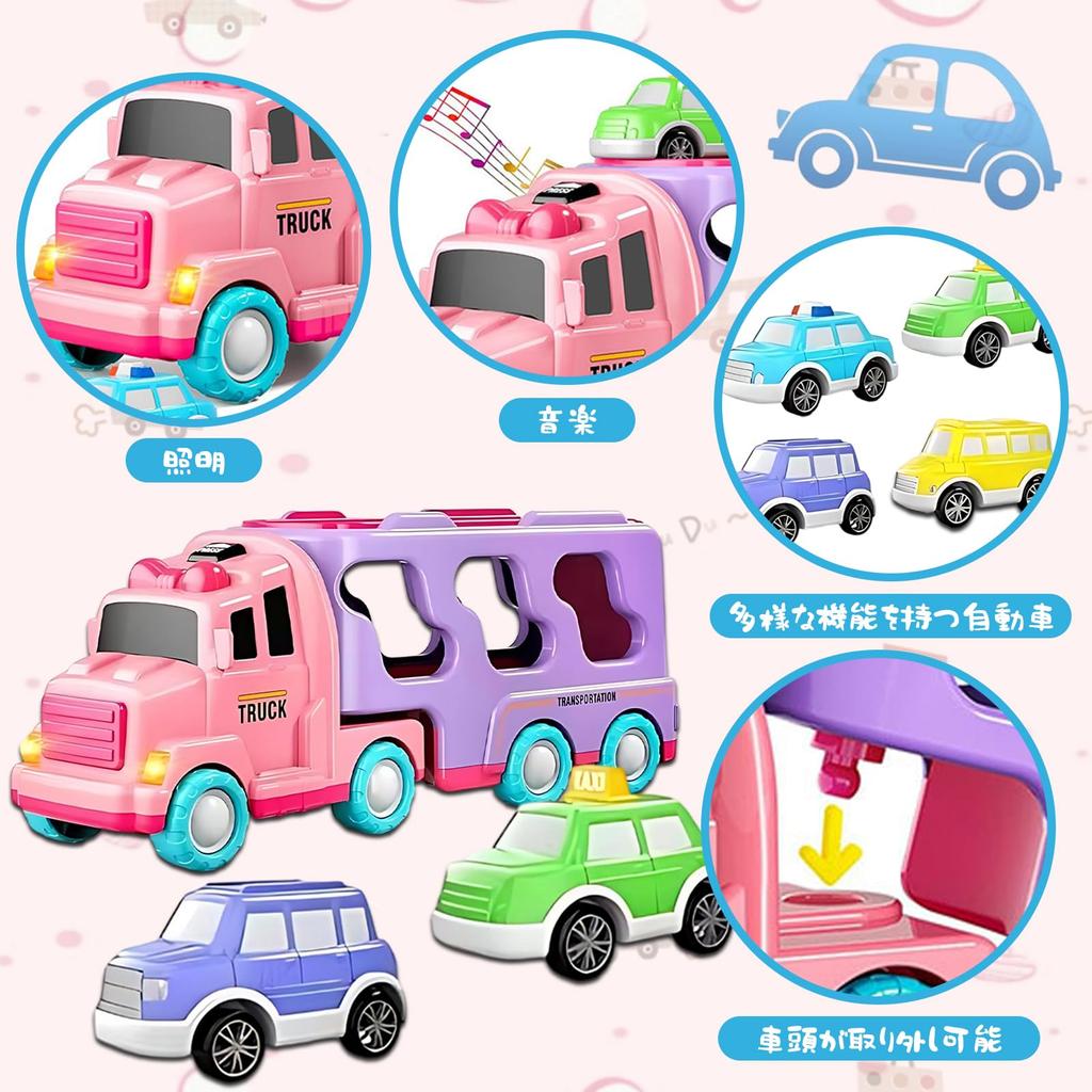 HIWO Toy Cars for Boys Ages and 6 and Educational Toy Set of 5 Large and Small Vehicles Large Truck 4 Mini Construction Fire Indoor Mini Educational