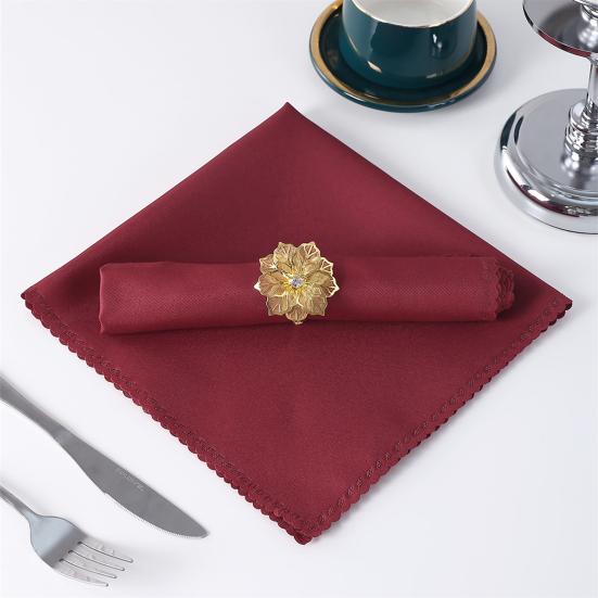Napkin Cloth Lace Trim Reusable Square Napkin Fabric Outdoor Events Weddings Parties Banquets Buffets Home Decor