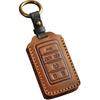 Vintage Leather Key Fob Cover Case for Jeep Grand Cherokee Wagoneer 2024 2025 2026, Handmade Crazy Horse Leather, Brown