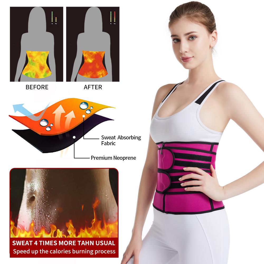 Women Sweat Waist Trainer Trimmer Belt Workout Sauna Body Shaper Corset Tummy Control Weight Loss Back Support Slimming Shapewear