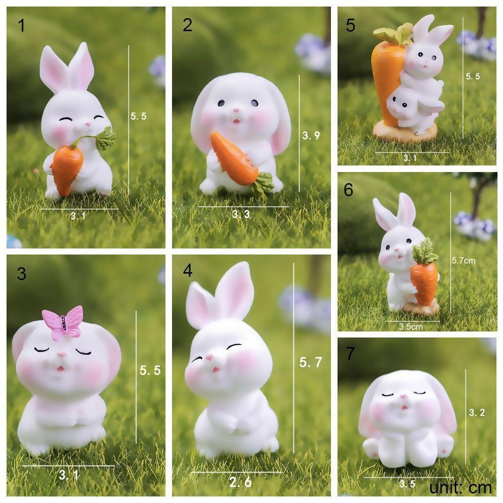 Mini Miniature Rabbit Figurine Cartoon Miniature Resin Hare Handicraft Carrot Bunny Statue