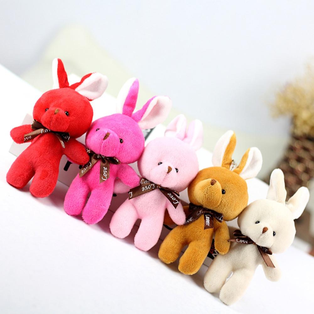 with Bow Tie Mini Teddy Dolls 16cm Keychain Pendant Cute Stuffed Rabbit  Kids