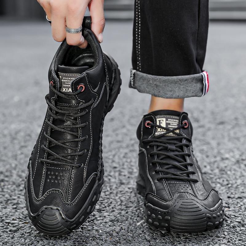 Autumn Handmade Men's Casual Boots Large Size Driving Car Boots Handmade Sewing Ankle Boots