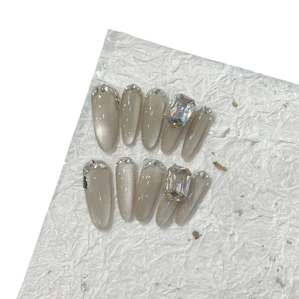 Simple Three-dimensional Stacked Diamonds and Cat Eye-year Removable Nail Stickers