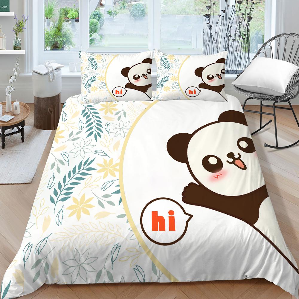 Новые модные комплекты пододеяльников с пандой, королевский размер, постельное белье, домашние покрывала с наволочкой, мягкие комплекты постельного белья с героями мультфильмов