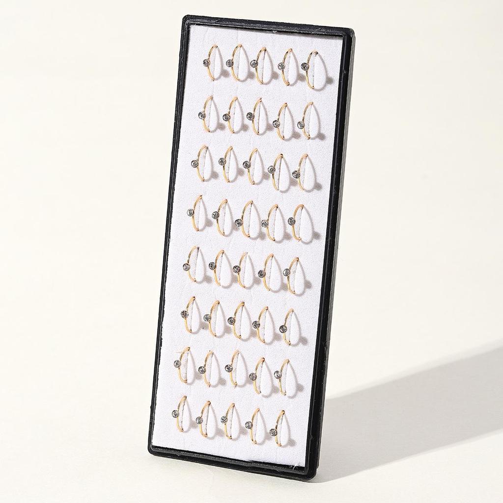 Позолоченные кольца для носа из нержавеющей стали со стразами - 40 штук