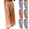 Womens Wide Leg Striped Pants Loose Fit Drawstring Comfy High Waist Striped  Pants With Pockets