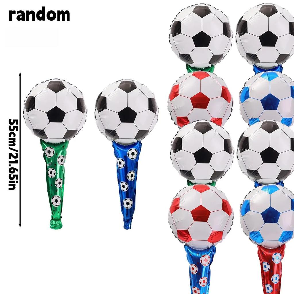 Headwear Soccer Foil Balloons Inflatable Soccer Shape Hand Stick Balloon Colorful Soccer Party Balloons Sports Theme Decoration