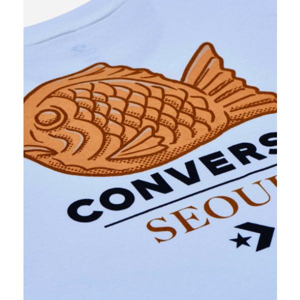 Converse Сеул CiTy Бунгео Хлеб Задний Принт Короткий Рукав Футболка Оверсайз Белый