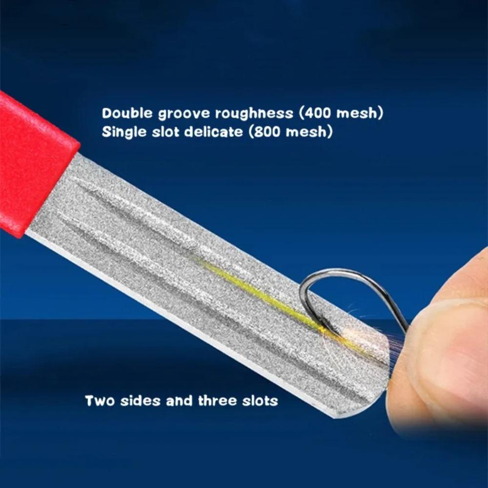 2Pcs Diamond Stone Fishing Hook Sharpener Anti-skid Fishing Tools for Outdoor Fishing