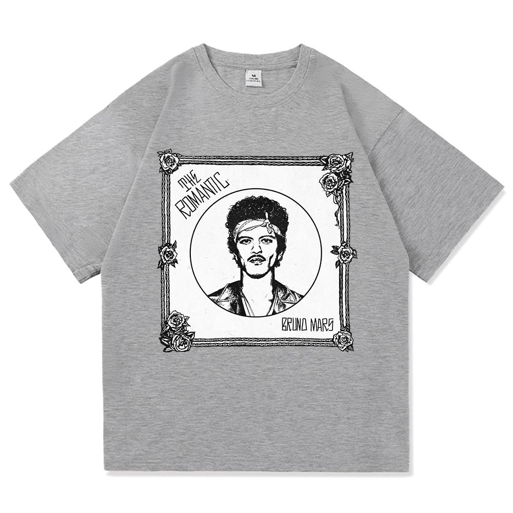 2026 Summer Trend Tshirt Breathable Cotton Retro Music Style Portrait Rose Letter Graphic Print Unisex Casual Sweat Tops