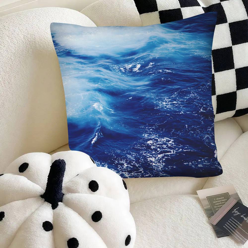 Синяя Океанская Наволочка Модная Квадратная Наволочка Спальня Диван Комната Ins Декор Отдых
