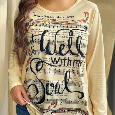 Женская футболка с буквенным принтом, топы, повседневные футболки с длинным рукавом в стиле Харадзюку, осенний повседневный свитер с круглым вырезом, женская свободная базовая одежда