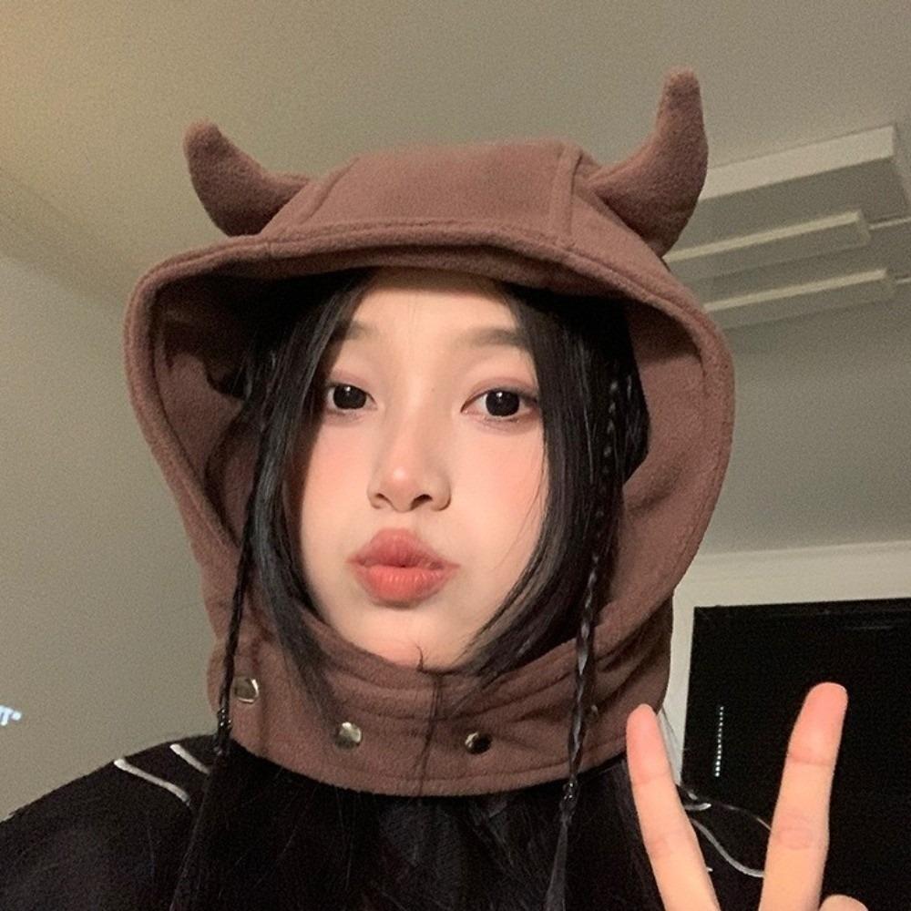 Ear Protection Lei Feng Cap Solid Color Winter Pullover Cap Fashion Demon Ear Hat Autumn/Winter