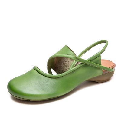 GKTINOO Летние новые ретро сандалии на плоской подошве с круглым носком из натуральной кожи, удобные, с мягкой подошвой, слипоны, женская обувь 2025