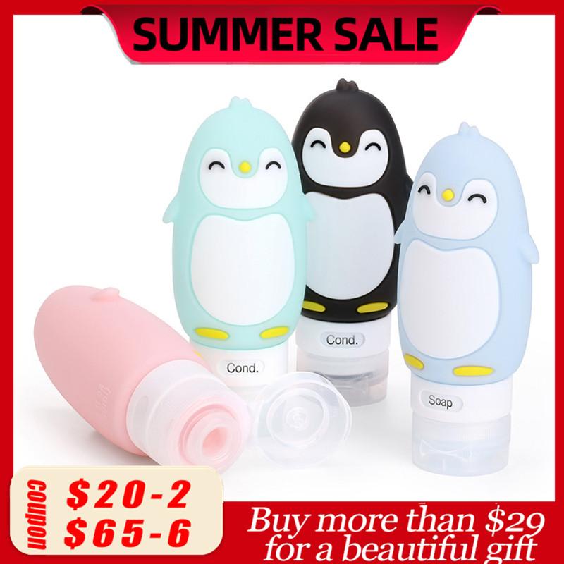 Портативный мультяшный монстр медведь пингвин животное силиконовый дорожный чехол органайзер шампунь гель для душа лосьон для хранения многоразовая бутылка