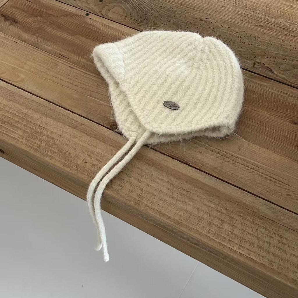 Новая модная вязаная шапка в зарубежном стиле однотонного цвета «Красная Шапочка», универсальная, теплая, с защитой ушей, устойчивая к холоду, шерстяная шапка для женщин