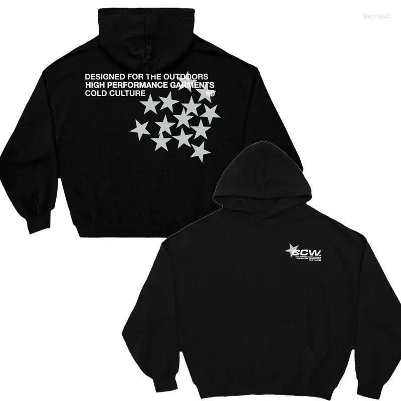 Star Print Hooded Sweatshirt Young Unisex Loose Fit Long Sleeve Casual Wear