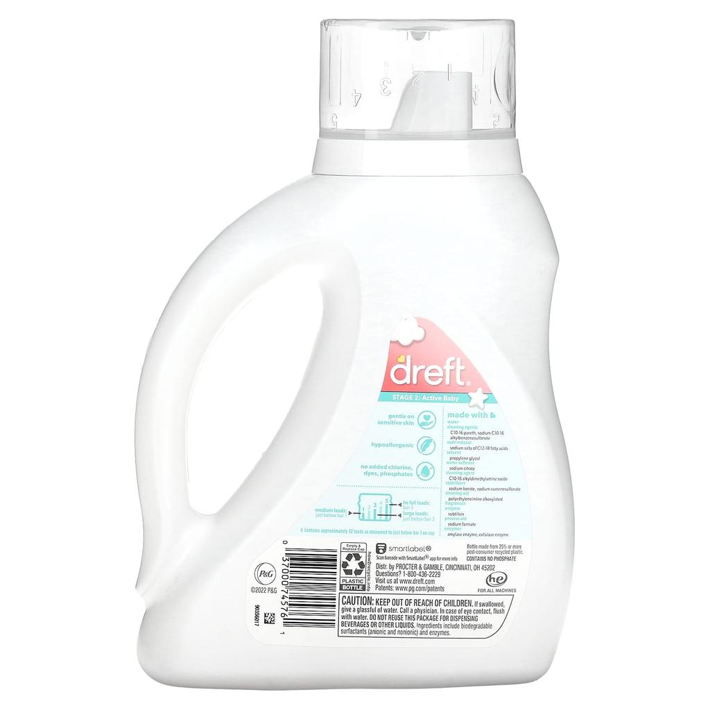 Dreft Baby Detergent, Step 2, 46 Fl Oz (1.36 L)