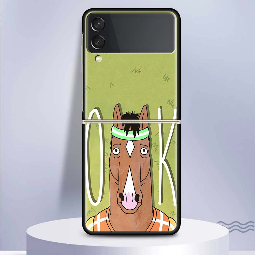 Чехол для телефона Samsung Galaxy Z Flip 5 4 3 5G с изображением мультфильма B-BoJack Horsemans, черный, твердый чехол ZFlip 5 4 3, роскошный противоударный бампер C