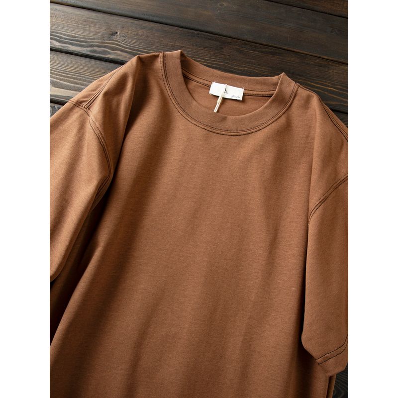 Good Reputation Product! Cabinet 289+! 230g Heavyweight Double Yarn High-Count Cotton Men's Summer Breathable Crew Neck Short-Sleeve T-Shirt