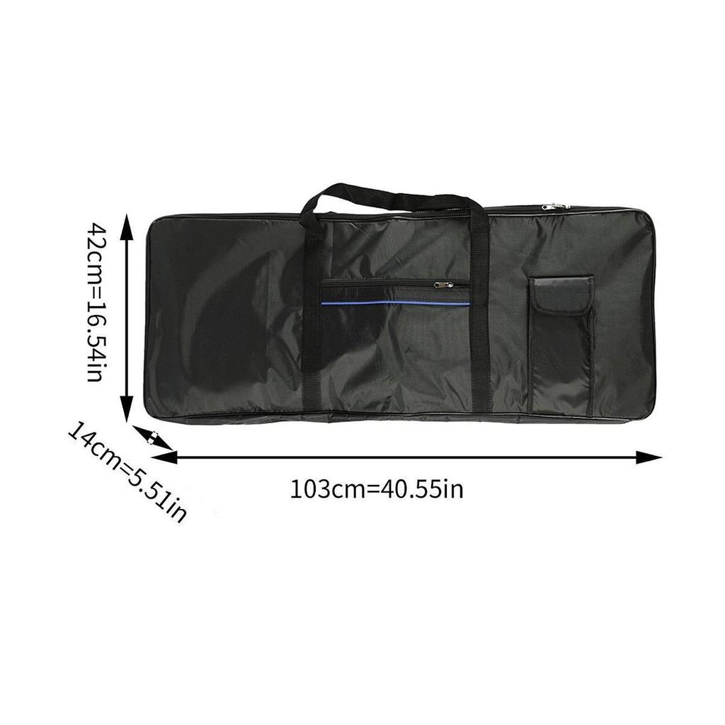 61 Keys Keyboard Case with 2 Pockets Thick Padded Waterproof Electric Gig Bag