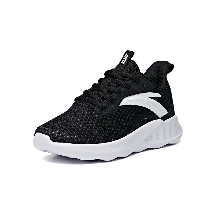 Anta Durable Breathable Low-Top Running Shoes Kids Sneakers Black White A31025522A-1
