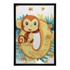 Poster Cheerful Monkey On The Letter "O Poster Cheerful Monkey On The Letter "O, 40X50 Cm, Gold Aluminum Frame, 230 Gsm Matte Paper