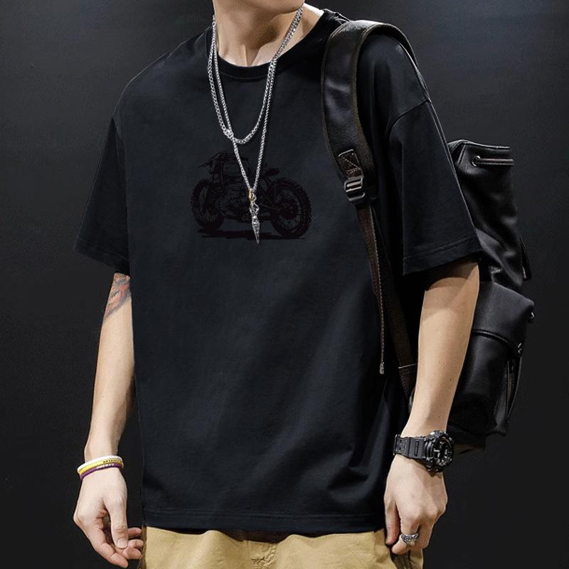 Хлопковая футболка с коротким рукавом черная белая Модная Все сочетается Дышащая Летняя Спортивная футболка Мужской Топ