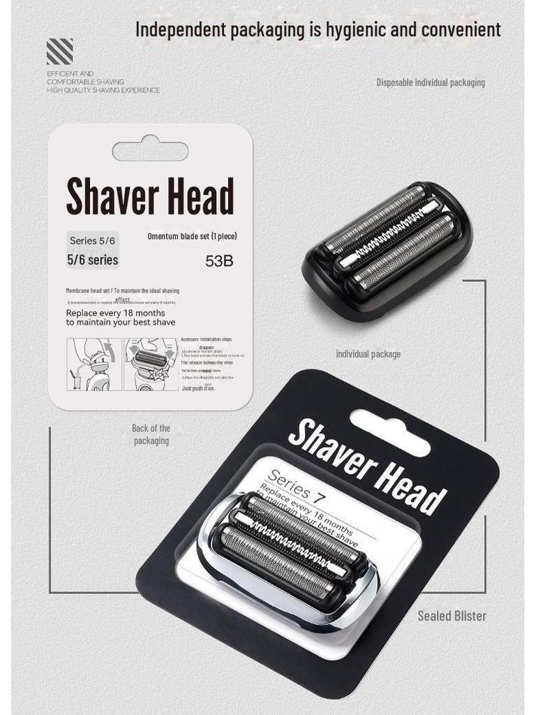 Совместимая электробритва Braun 5 и 6 серии 53B с сетчатой головкой лезвия