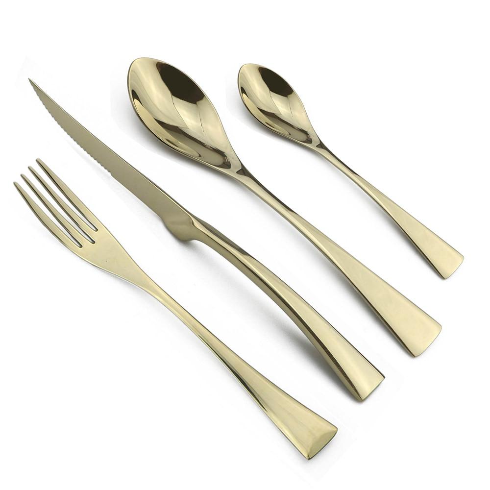 4piece Rainbow Black Flatware Cutlery Set Stainless Steel Dinnerware Sharp Steak Dinner Knives Forks Tea Spoons Tableware Set