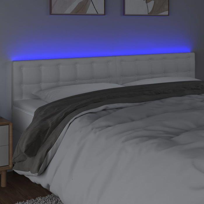 VidaXL Tête de Lit à LED Meuble de Chambre à Coucher Accessoire de Lit Double Tête de Cadre de Lit Intérieur Blanc 3121715