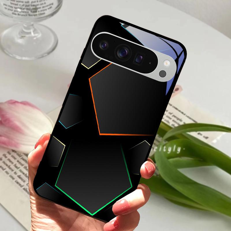Модный Стеклянный Чехол для Google Pixel 8a Чехол Pixel8 Pro Жесткий ПК Закаленное Стекло Черный Чехол для Телефона Для GOOGLE PIXEL 8 Защитные Чехлы
