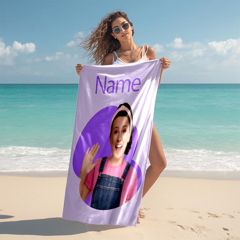 Personalized customized proof beach towel with Ms. Rachel pattern - soft, absorbent,quick-drying,perfect swimming,camping&bathing